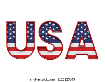 USA Stars And Stripes Flag Font Word. 3D Rendering