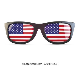 USA Stars And Stripes Flag Sunglasses. 3D Rendering