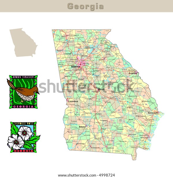 Usa States Series Georgia Political Map Stock Illustration 4998724