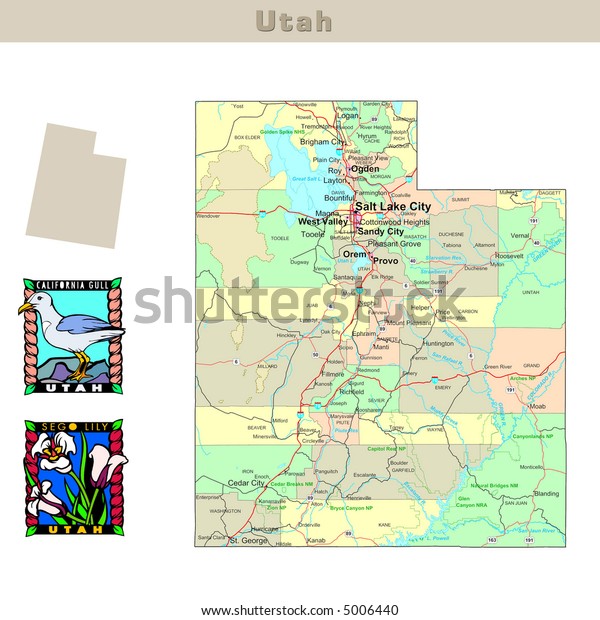 Usa States Series Utah Political Map Stock Illustration 5006440