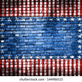USA style background painted on brick wall