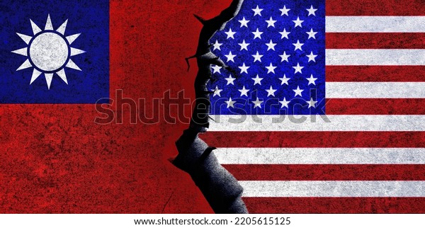 USA and Taiwan flags together. Taiwan and United\
States of America\
relation