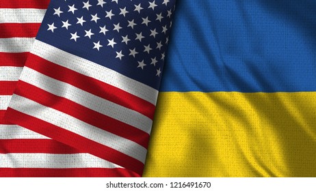 Us Flag Together Ukrainian Flag Single Stock Photo 2132464033 ...