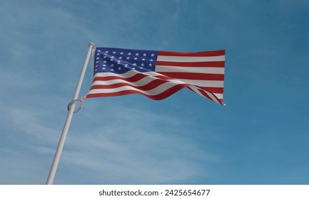 Usa united state america flag waving top view blue sky background memorial star honor war america freedom patriotic holiday remember may national soldier army beautiful travel independence.3d render - Powered by Shutterstock