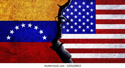 Usa Venezuela Flags Together Venezuela United Stock Illustration 