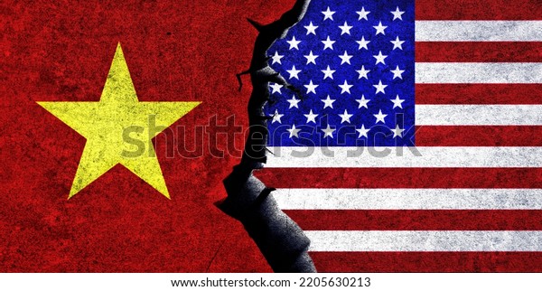 USA and Vietnam flags together. Vietnam and\
United States of America relation, conflict, economy, criss\
concept. USA vs\
Vietnam