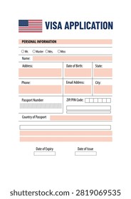 USA visa application form with fields to fill in