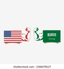 Usa Vs Saudi Arabia Flag Hero, Us, America And Makkah, American, Mecca, Sport Competition International Conflict Or Rivalry Rendering Banner, Crisis