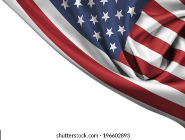 USA Waving Flag Corner Isolated On White