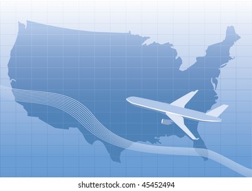 Usa,us Map With Plane