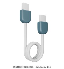 USB Cable 3D Icon Illustration with White Background - Powered by Shutterstock