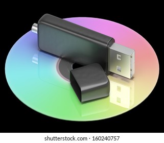 Usb And Dvd Memory Showing Portable Storage