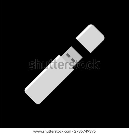 USB flash drive computer device icon isolated on black background