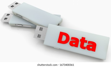 USB memory sticks with data concept.3d illustration