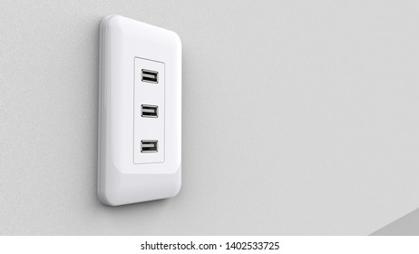 USB Outlet Angled Left 3d Rendering