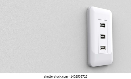 USB Outlet Angled Right 3d Rendering