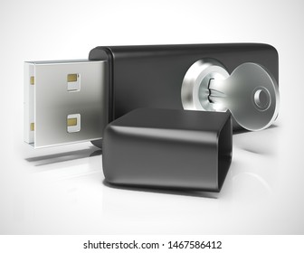 USB stick shows data storage of computer information. Backup of information for restoring - 3d illustration