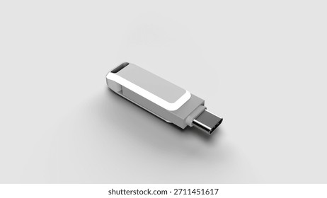 USB Type-C Flash Drive Mockup on Light Background