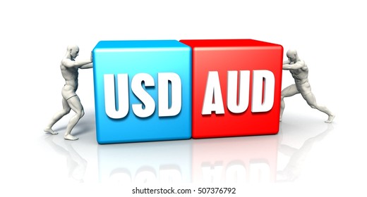 USD AUD Currency Pair Fighting In Blue Red And White Background 3d Illustration Render