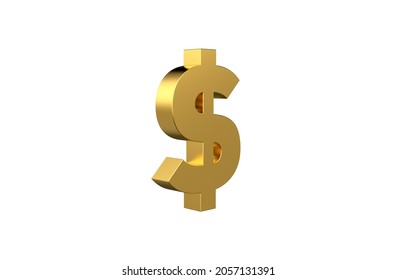 USD Doller Currency Symbol In Gold - 3d Illustration, 3d Rendering 