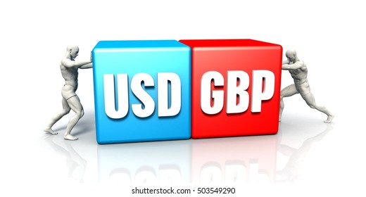 USD GBP Currency Pair Fighting In Blue Red And White Background 3D Illustration Render