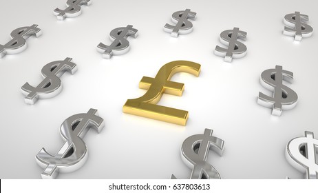 USD Gbp In Middle Currency Symbols In High Resolution 