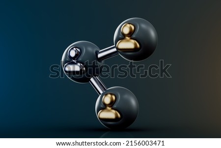 user connection icon on dark background 3d render concept for Business communications corporation