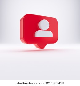 User Icon On A Red Pin Isolated Over White Background. 3D Rendering.