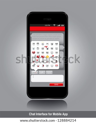 User interface design for chating with emoticons. Editable vector format in portfolio.