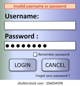 User Login Form Invalid Username Password Stock Illustration 206034598 User Login Form Invalid Username Password Stock Illustration 206034598