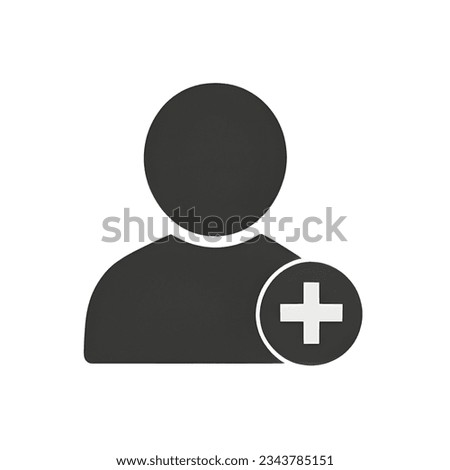 User profile with plus line icon. Add new friend, customer, follow symbol, Add user icon, add contact icon, add people, friend icon, friend request, picture, silhouette