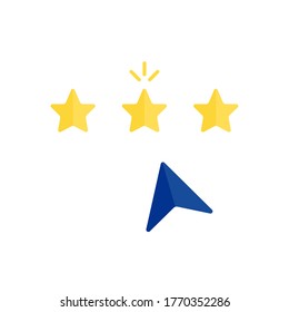 User Selects A Good Web Rating Icon. Concept Of Competition, Give Us Your Feedback, Excellent Grade, Leaving Review For App, Customer's Choose. Three Stars. Simple Sign Isolated On White Background