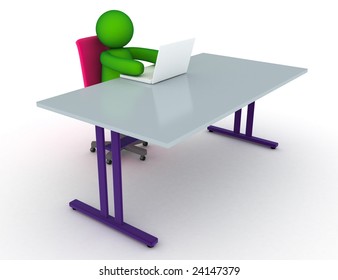 Using Laptop - 3D