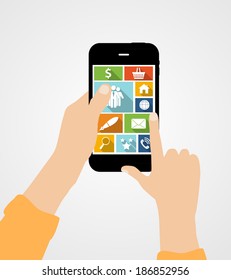 Using Online Services Concept Flat  Illustration