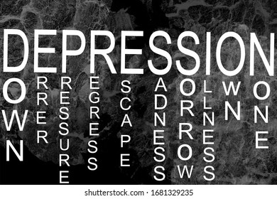 Using tool for making wording of depression on abstract designs of black background 