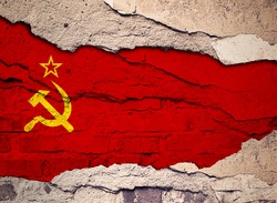 
Ussr Flag Painted On An Old Wall Background-3D Illustration
