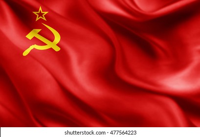 Ussr Flag Of Silk-3D Illustration 