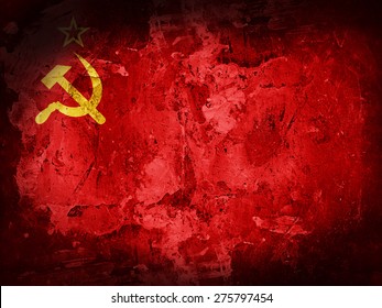 Ussr Flag And Wall Background