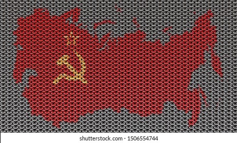 Ussr Map Under Chainmail Iron Curtain