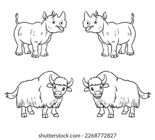 ute rhinoceros   yak to color in  Template for coloring book and funny animals  Coloring template for kids 