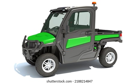 Utility Vehicle 3D Rendering On White Background