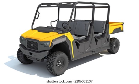 Utility Vehicle 3D Rendering On White Background