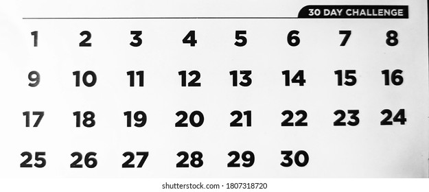 Uttarakhand,india-2 June 2020:30 Days Challenge.this Is A Picture Of A Paper Showing Numbers And 30 Days Counting.daily Check Countdown.