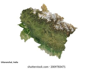 Uttaranchal, India Map (3D Rendering)