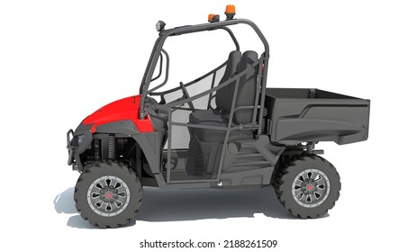 UTV Utility Vehicle 3D Rendering On White Background