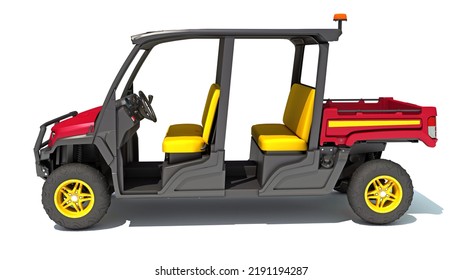 UTV Utility Vehicle 3D Rendering On White Background