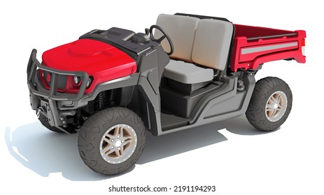 UTV Utility Vehicle 3D Rendering On White Background