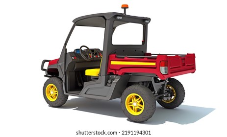 UTV Utility Vehicle 3D Rendering On White Background