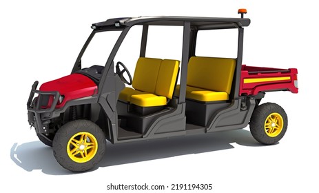 UTV Utility Vehicle 3D Rendering On White Background