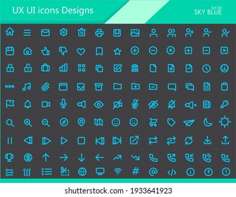 UX,UI Icons Designs - Sky Blue Set